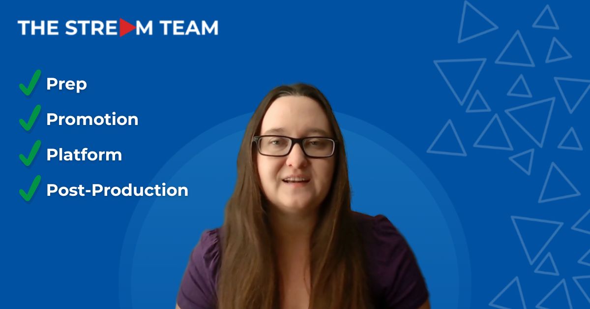 Load video: Stop delaying hosting webinars. In this video, Julie from The Stream Team explains how to offload the tech, the hosting, and the post-production so you can focus on being the expert.